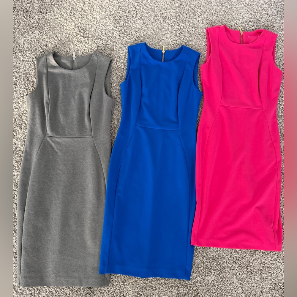 Sleeveless Sheath Dress - Blue / Pink / Gray